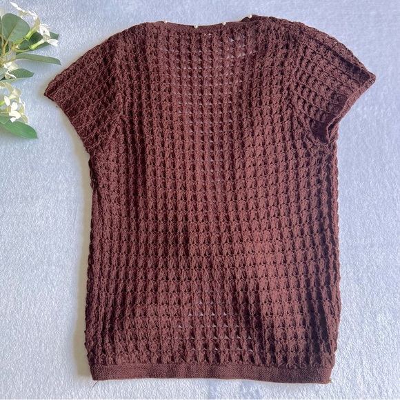 Women’s Knittings Wool Sweater Short Cap Sleeves Brown - Picture 5 of 5